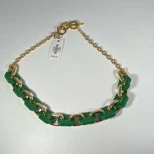 Talbots NWT Gold tone green chain link necklace